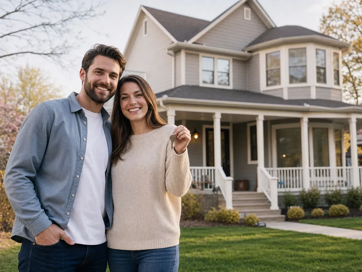 A family outside the home they own